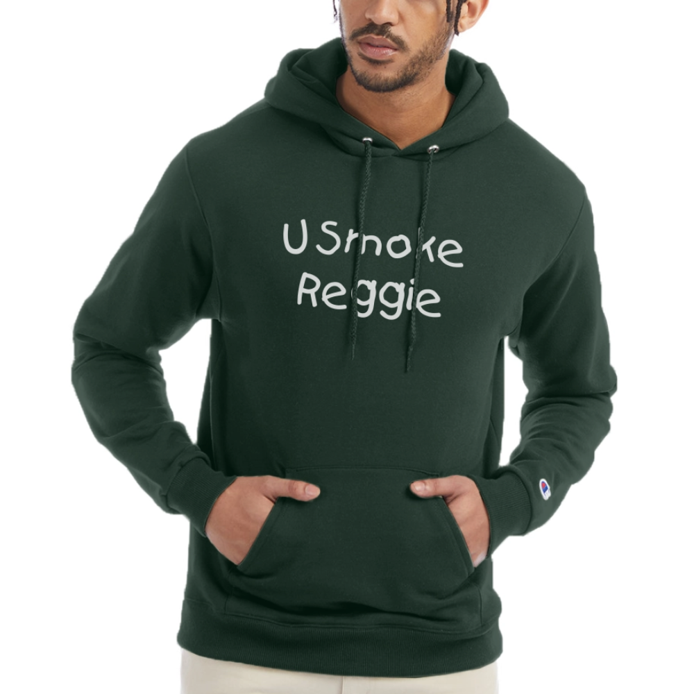 You Smoke Reggie Champion Unisex Power blend Hoodie - Dark Green