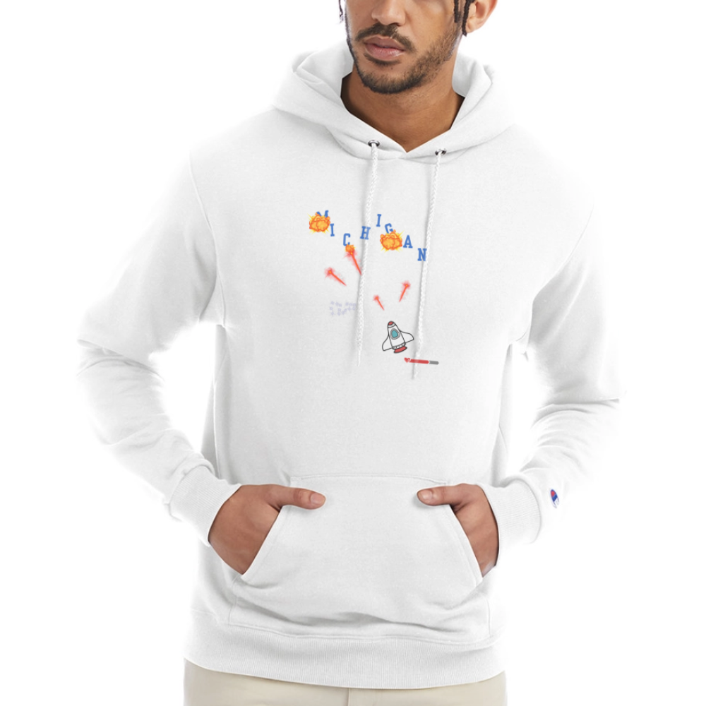 Ohio vs Michigan Champion Unisex Power blend Hoodie - white