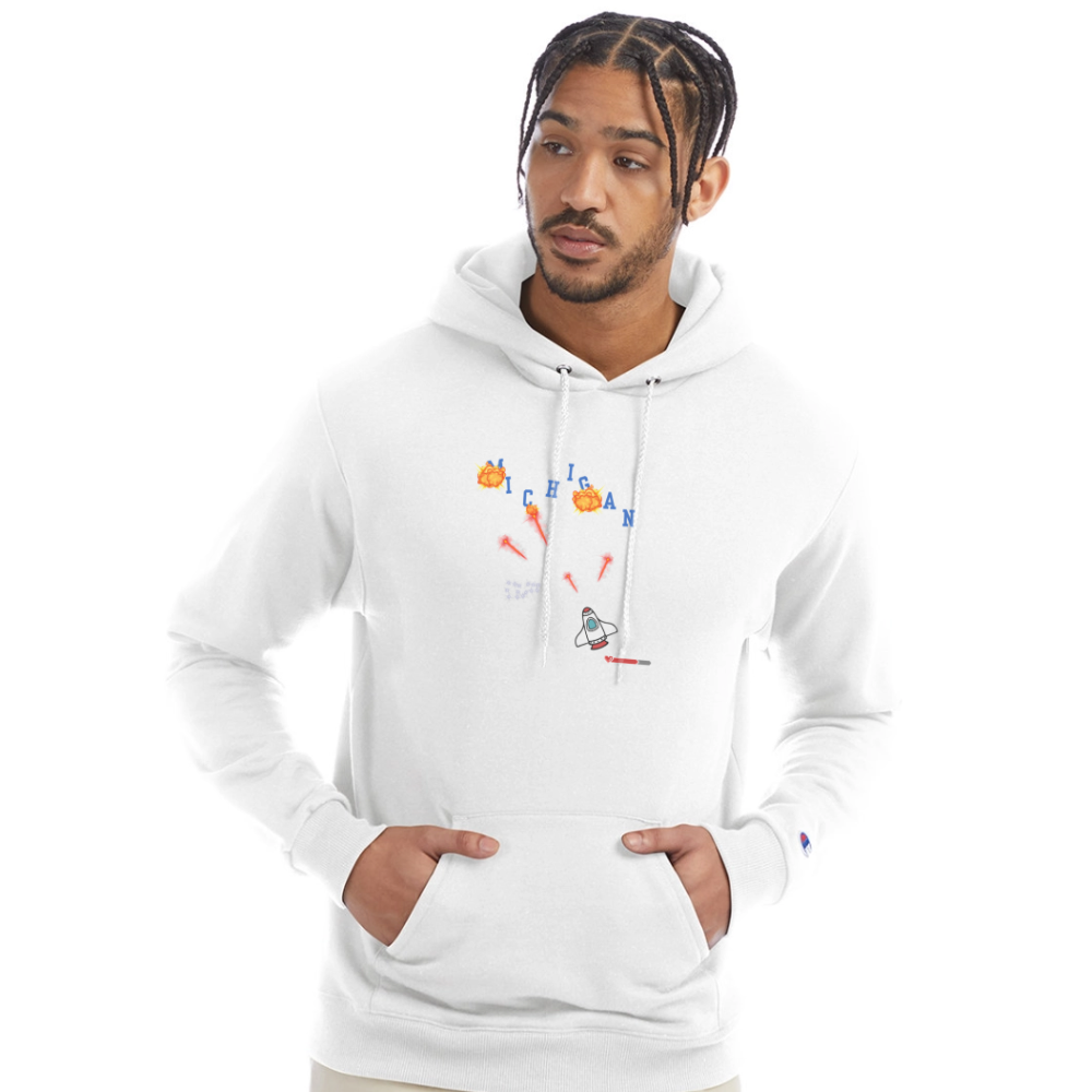 Ohio vs Michigan Champion Unisex Power blend Hoodie - white