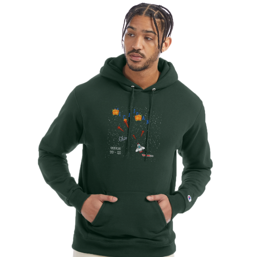 Ohio vs Michigan Champion Unisex Power blend Hoodie - Dark Green
